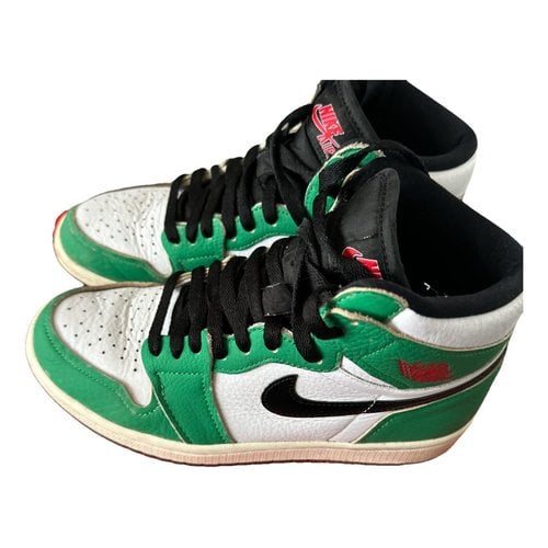 Pre-owned Jordan Leather Trainers In Green