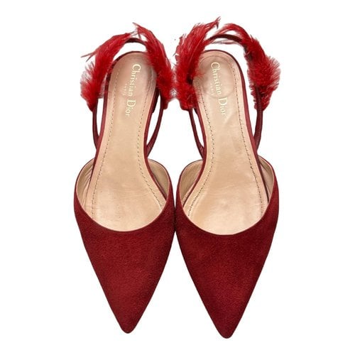 Pre-owned Dior Ballet Flats In Red