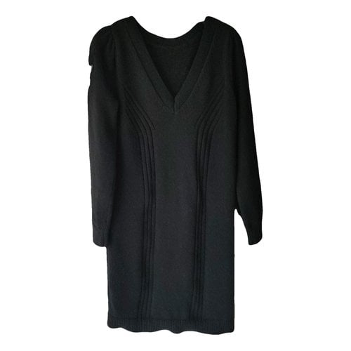 Pre-owned Ikks Wool Mini Dress In Black