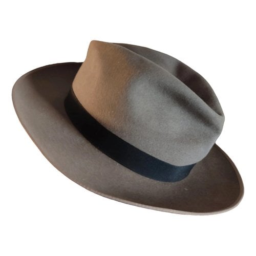Pre-owned Borsalino Leather Hat In Grey