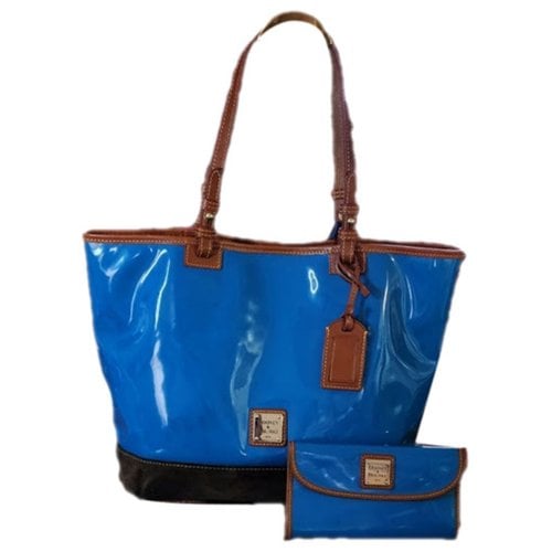 Pre-owned Dooney & Bourke Patent Leather Tote In Blue