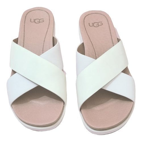 Pre-owned Ugg Leather Mules In White