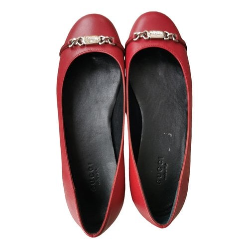 Pre-owned Gucci Leather Ballet Flats In Red