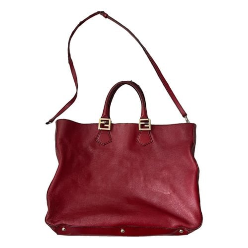 Pre-owned Fendi Gloria Leather Tote In Red