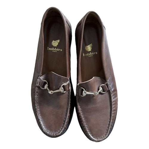 Pre-owned Bobbies Leather Flats In Brown