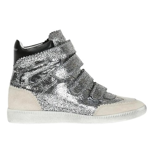 Pre-owned Isabel Marant Bilsy Leather Trainers In Silver