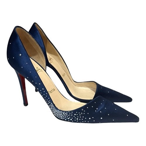 Pre-owned Christian Louboutin Iriza Cloth Heels In Blue