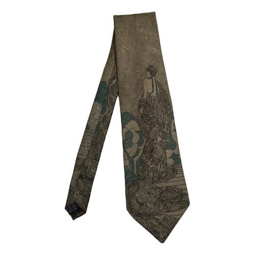Pre-owned Emporio Armani Silk Tie In Khaki