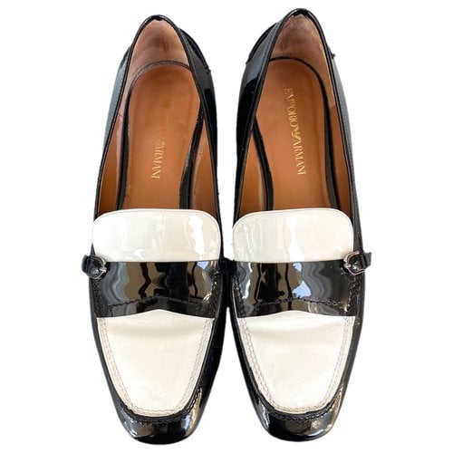 Pre-owned Emporio Armani Patent Leather Flats In Black