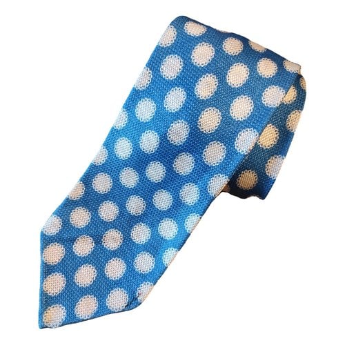 Pre-owned Kiton Silk Tie In Turquoise