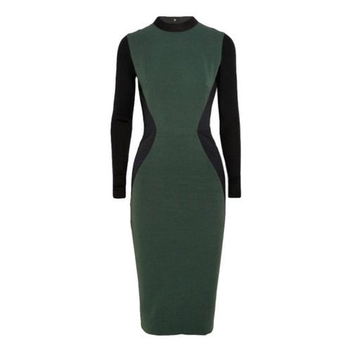 Pre-owned Victoria Beckham Wool Mid-length Dress In Green