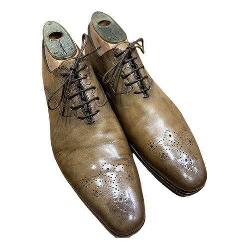 Pre-owned Santoni Leather Lace Ups In Brown