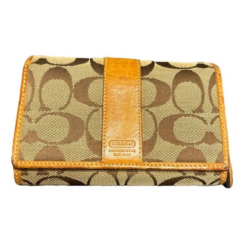 Pre-owned Coach Cloth Wallet In Orange