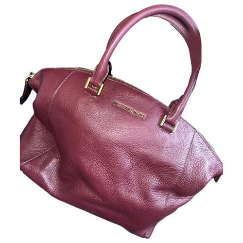 Pre-owned Michael Kors Riley Leather Handbag In Burgundy