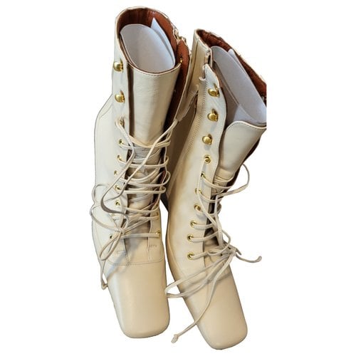Pre-owned Manu Atelier Xx Duck Leather Boots In Beige