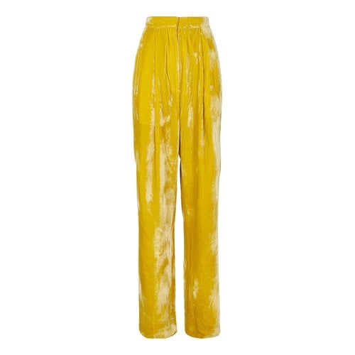 Pre-owned Celine Trousers In Yellow