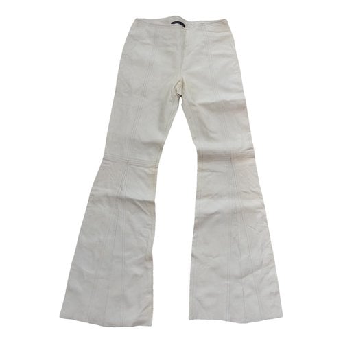 Pre-owned Valentino Leather Trousers In White