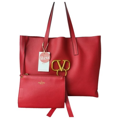 Pre-owned Valentino Garavani Leather Tote In Red