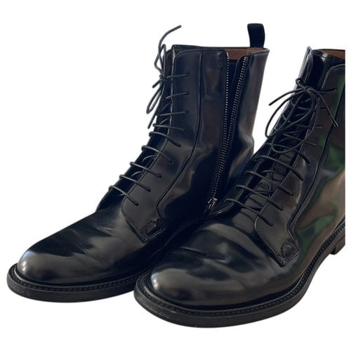 Pre-owned Church's Patent Leather Lace Up Boots In Black