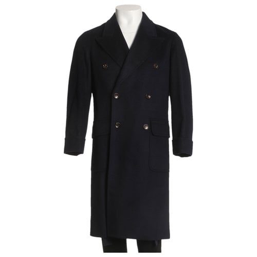 Pre-owned Gucci Cashmere Coat In Navy