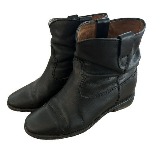 Pre-owned Isabel Marant Étoile Leather Biker Boots In Black