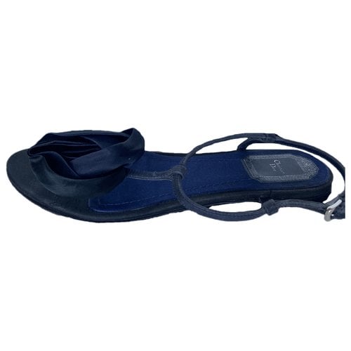Pre-owned Dior Cloth Flip Flops In Blue
