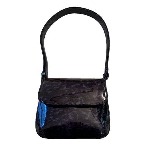 Pre-owned Giorgio Armani Patent Leather Handbag In Blue