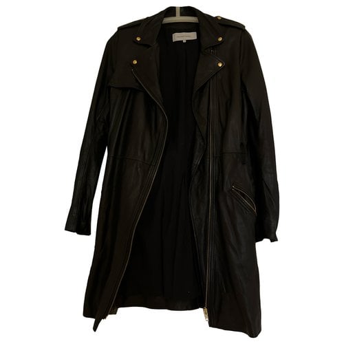 Pre-owned Gerard Darel Leather Coat In Black