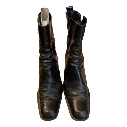 Pre-owned Costume National Leather Boots In Black