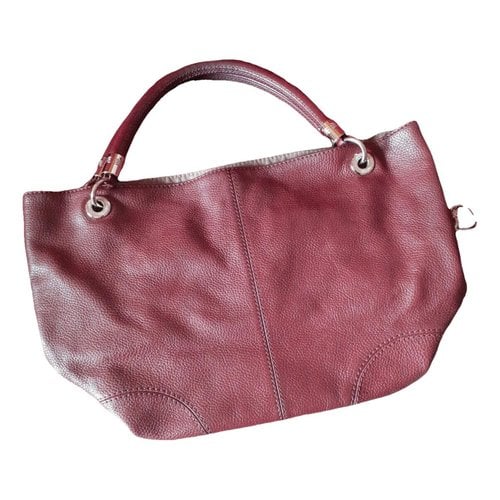 Pre-owned Lancel French Flair Leather Handbag In Burgundy