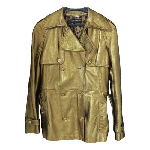 Pre-owned Dolce & Gabbana Leather Short Vest In Gold
