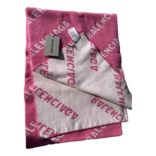 Pre-owned Balenciaga Wool Scarf In Pink
