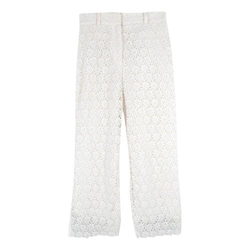 Pre-owned Zimmermann Linen Trousers In White