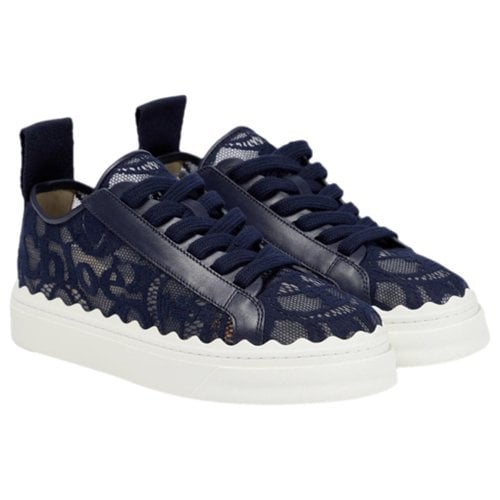 Pre-owned Chloé Lauren Cloth Trainers In Blue
