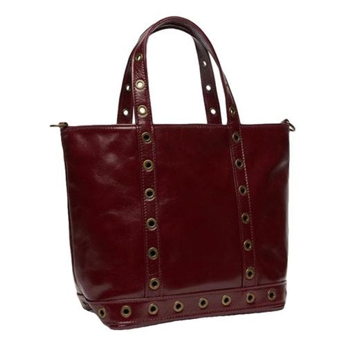 Pre-owned Vanessa Bruno Cabas Leather Tote In Burgundy