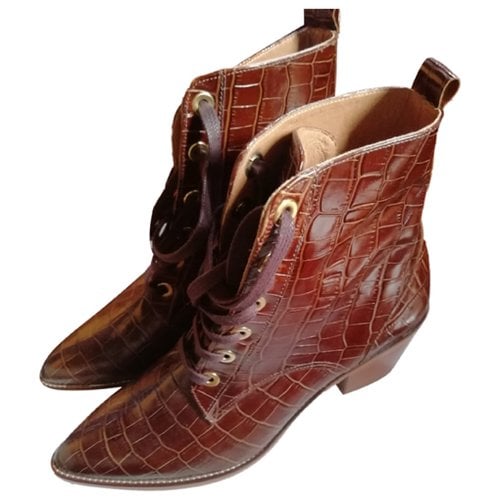 Pre-owned Petite Mendigote Leather Boots In Brown