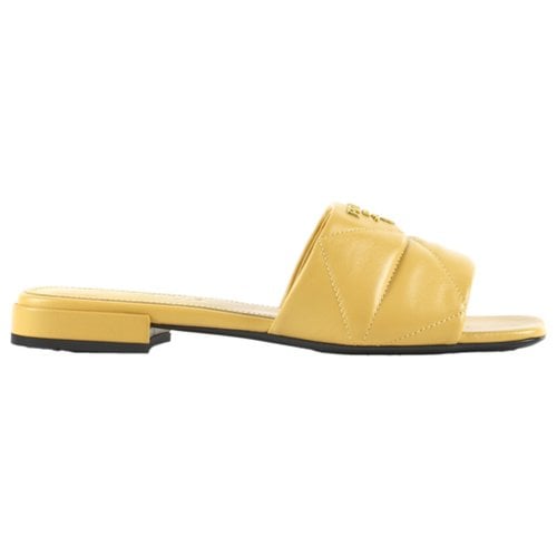 Pre-owned Prada Leather Mules & Clogs In Yellow