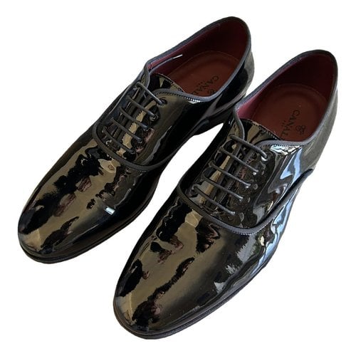 Pre-owned Canali Patent Leather Flats In Black