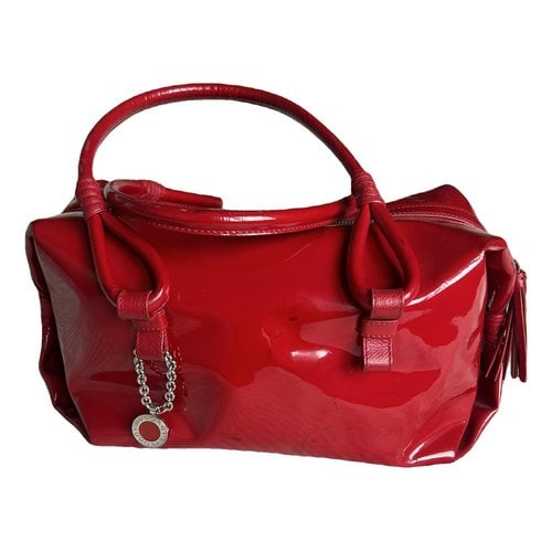 Pre-owned Bvlgari Patent Leather Handbag In Red