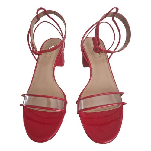 Pre-owned Aquazzura Beverly Hills Leather Sandal In Red