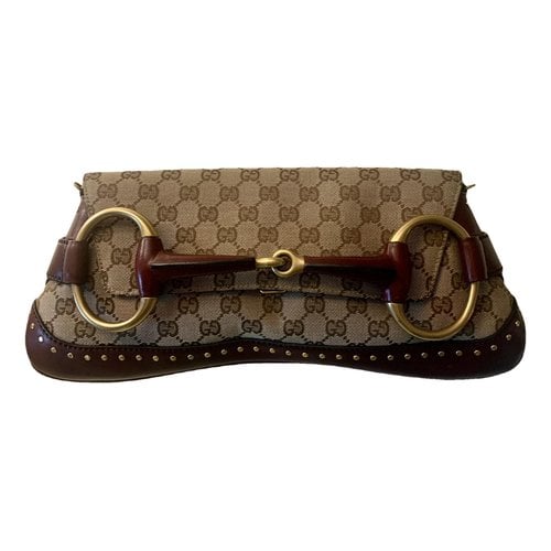 Pre-owned Gucci Horsebit 1955 Leather Crossbody Bag In Burgundy