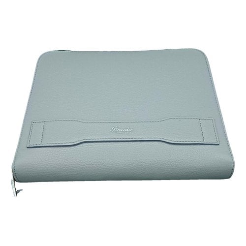 Pre-owned Pineider Leather Clutch Bag In Grey