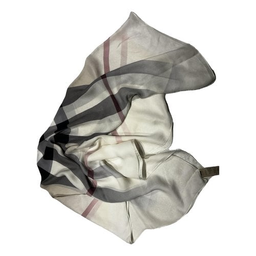 Pre-owned Burberry Silk Scarf In White