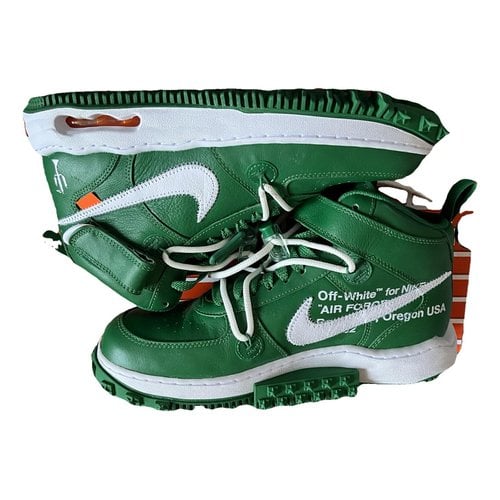 Pre-owned Nike X Off-white Air Force 1 Leather High Trainers In Green