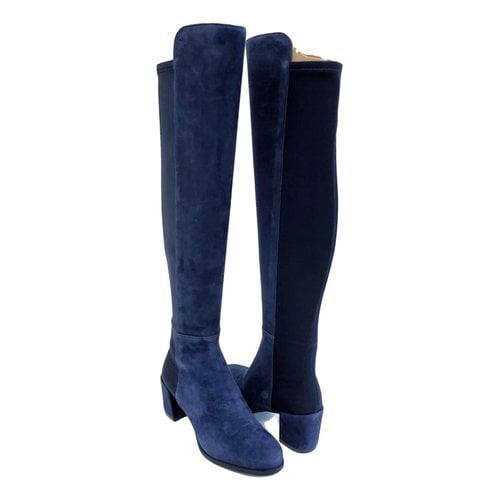 Pre-owned Stuart Weitzman Riding Boots In Blue