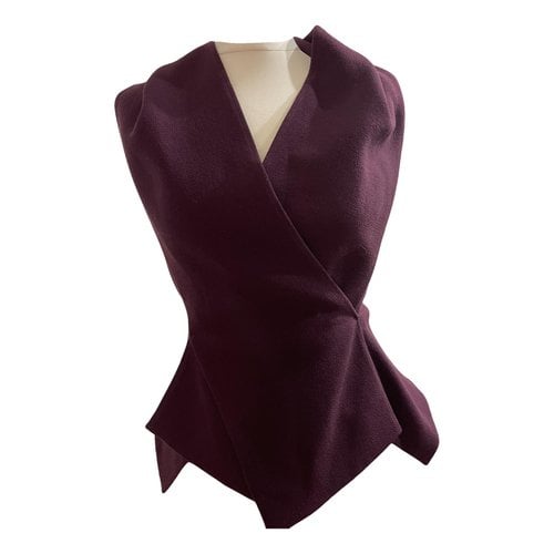 Pre-owned Roland Mouret Wool Top In Burgundy