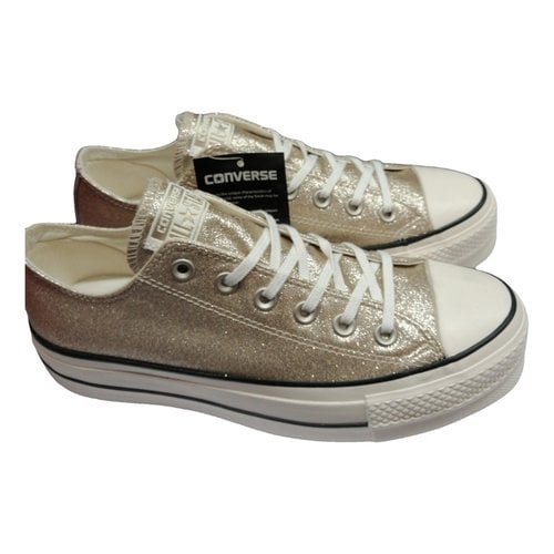 Pre-owned Converse Glitter Trainers In Gold