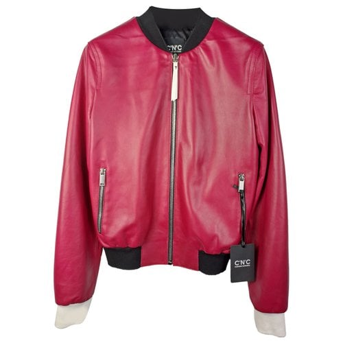 Pre-owned Costume National Leather Jacket In Red
