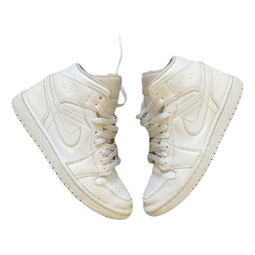 Pre-owned Jordan 1 Leather High Trainers In White