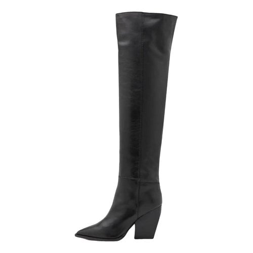 Pre-owned Allsaints Leather Riding Boots In Black